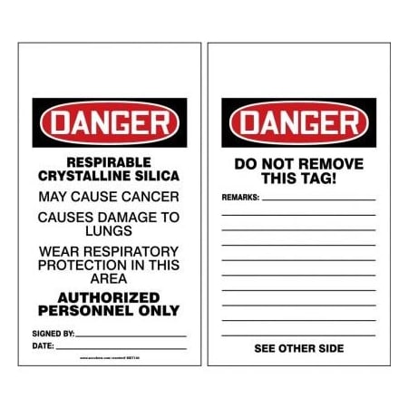 OSHA DANGER SAFETY TAGS RESPIRABLE MDT130PTM